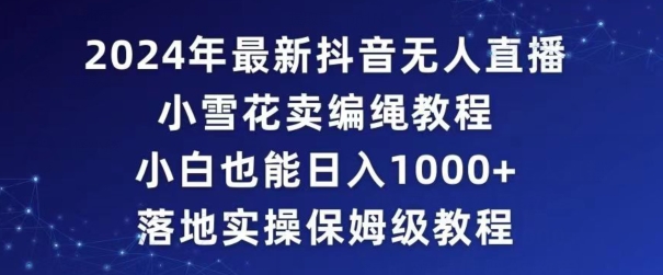 2024年抖音最新无人直播小雪花卖编绳项目，小白也能日入1000+落地实操保姆级教程【揭秘】-51资源库