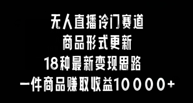 无人直播冷门赛道，商品形式更新，18种变现思路，一件商品赚取收益10000+【揭秘】-51资源库