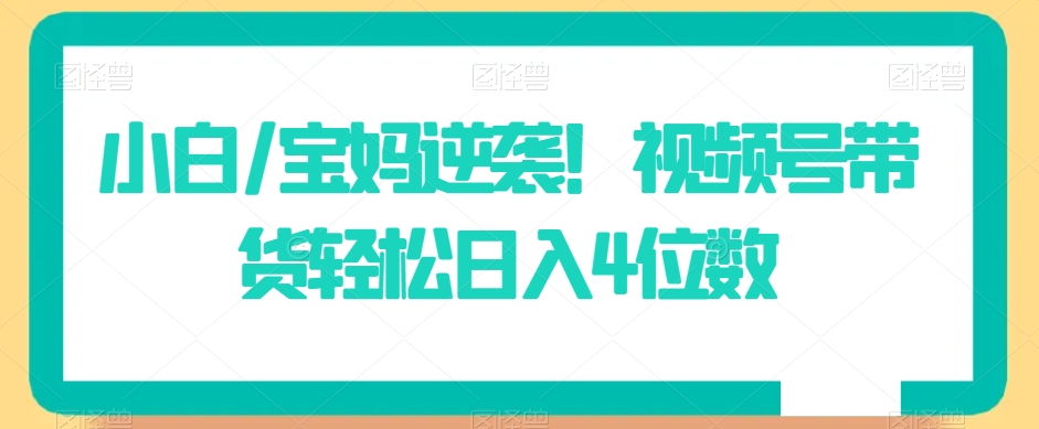 小白/宝妈逆袭！视频号带货轻松日入4位数【揭秘】-51资源库