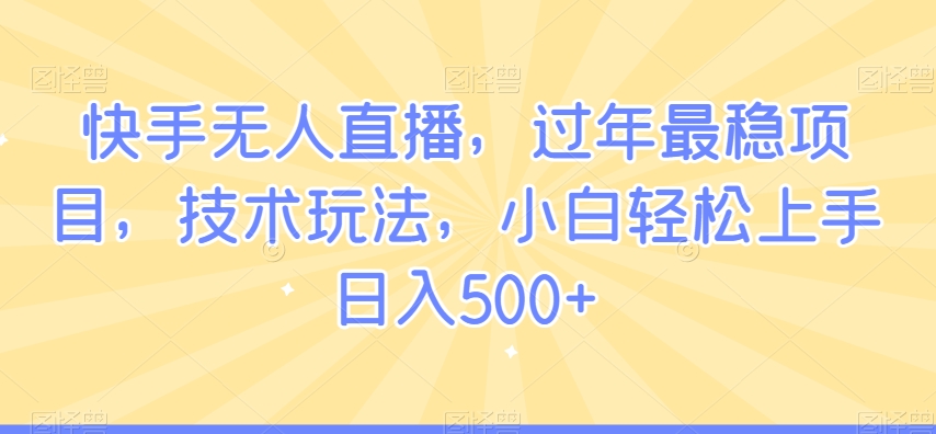 快手无人直播，过年最稳项目，技术玩法，小白轻松上手日入500+【揭秘】-51资源库