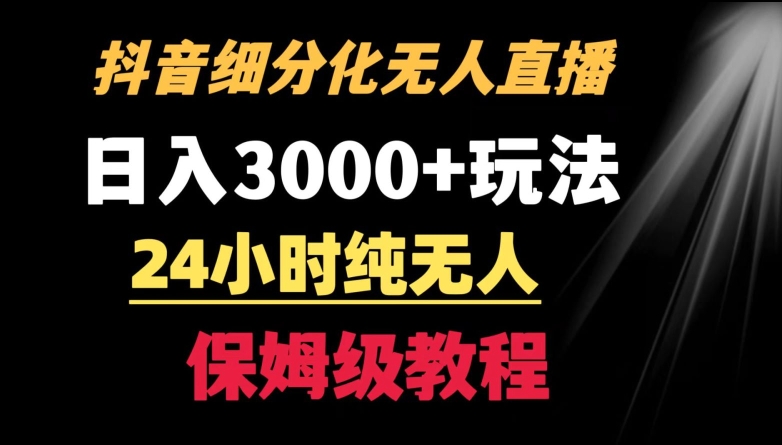 靠抖音细分化赛道无人直播，针对宝妈，24小时纯无人，日入3000+的玩法【揭秘】-51资源库