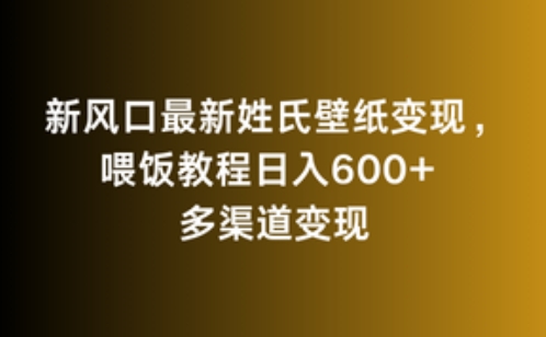 新风口最新姓氏壁纸变现，喂饭教程日入600+【揭秘】-51资源库