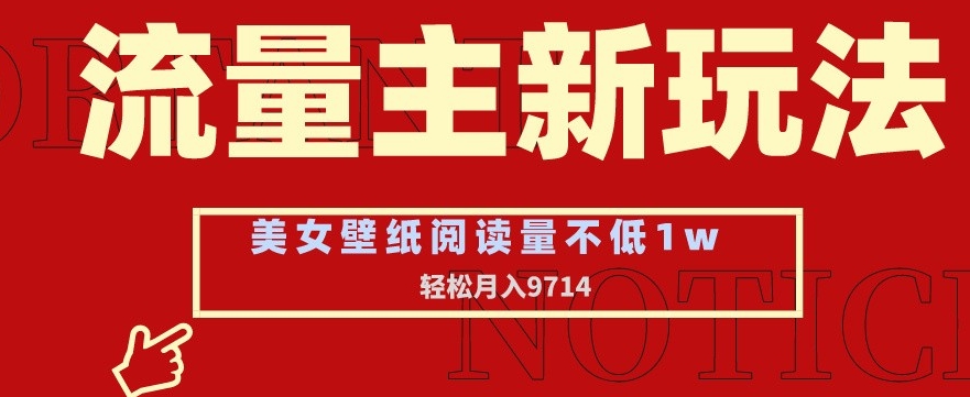 流量主新玩法，美女壁纸和头像，阅读量不低于1w，月入9741【揭秘】-51资源库