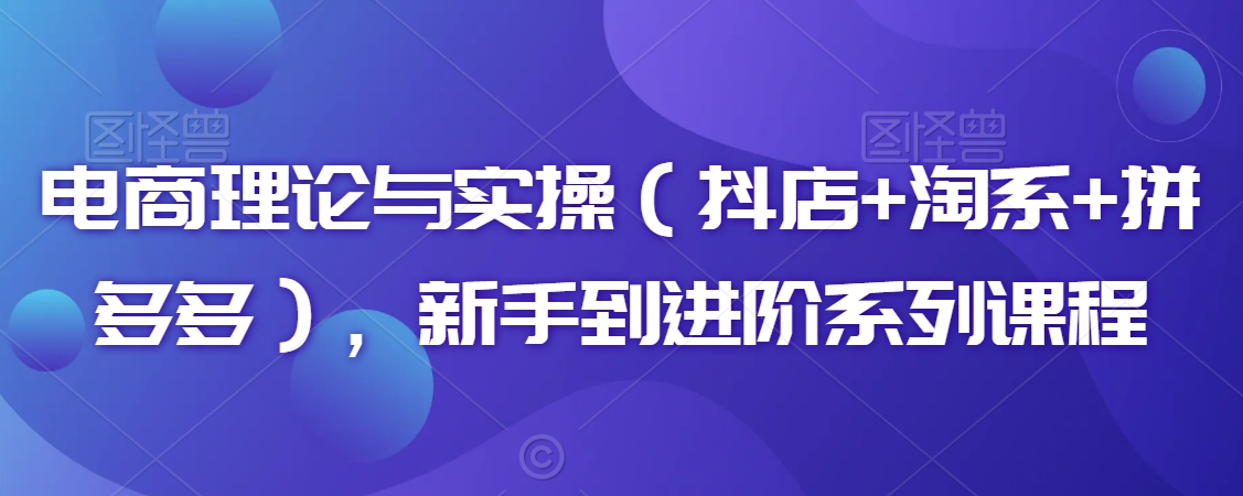 电商理论与实操（抖店+淘系+拼多多），新手到进阶系列课程-51资源库