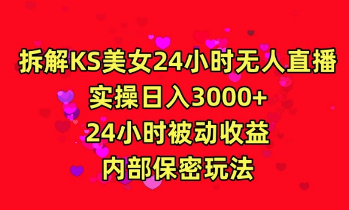 利用快手24小时无人美女直播，实操日入3000，24小时被动收益，内部保密玩法【揭秘】-51资源库