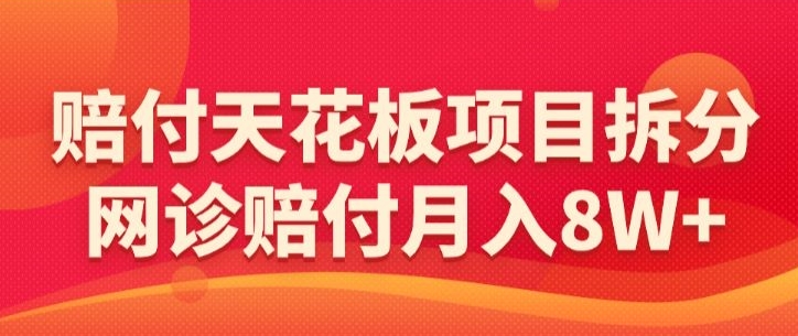 赔付天花板项目拆分，网诊赔付月入8W+-【仅揭秘】-51资源库