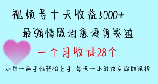 十天收益5000+，多平台捞金，视频号情感治愈漫剪，一个月收徒28个，小白一部手机轻松上手【揭秘】-51资源库