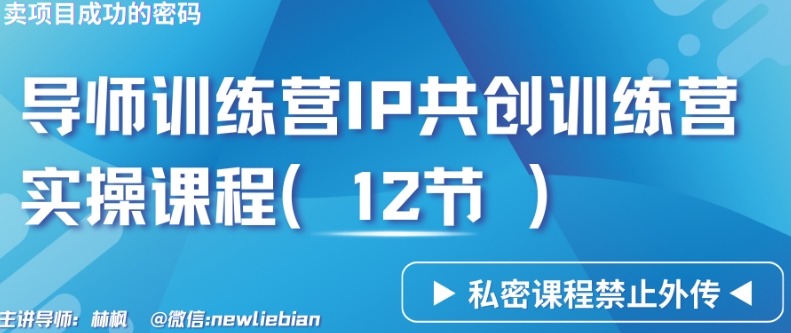 导师训练营3.0IP共创训练营私密实操课程（12节）-卖项目的密码成功秘诀【揭秘】-51资源库
