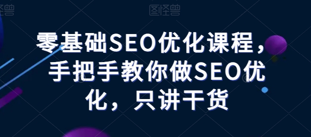 零基础SEO优化课程，手把手教你做SEO优化，只讲干货-51资源库