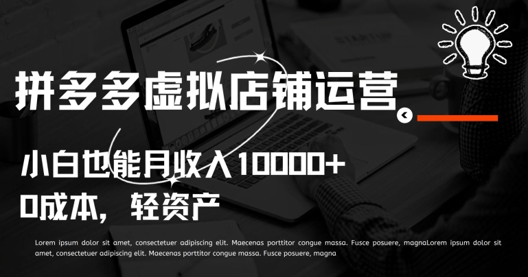 拼多多虚拟店铺运营小白也能月收入10000+【揭秘】-51资源库