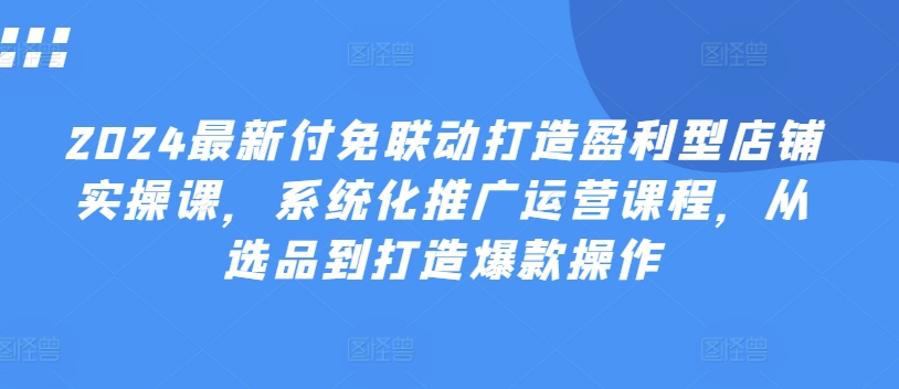 2024最新付免联动打造盈利型店铺实操课，​系统化推广运营课程，从选品到打造爆款操作-51资源库