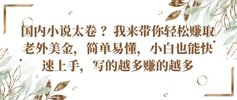国内小说太卷 ?带你轻松赚取老外美金，简单易懂，小白也能快速上手，写的越多赚的越多【揭秘】-51资源库