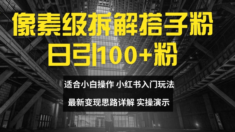 像素级拆解搭子粉，日引100+，小白看完可上手，最新变现思路详解【揭秘】-51资源库