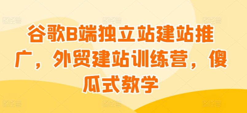 谷歌B端独立站建站推广，外贸建站训练营，傻瓜式教学-51资源库
