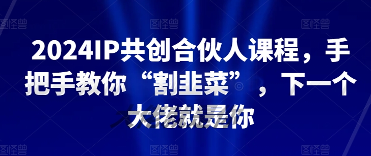 2024IP共创合伙人课程，手把手教你“割韭菜”，下一个大佬就是你-51资源库