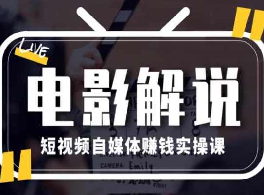 电影解说短视频自媒体赚钱实操课，教你做电影解说短视频，月赚1万-51资源库