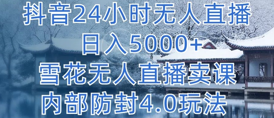 抖音24小时无人直播 日入5000+，雪花无人直播卖课，内部防封4.0玩法【揭秘】-51资源库