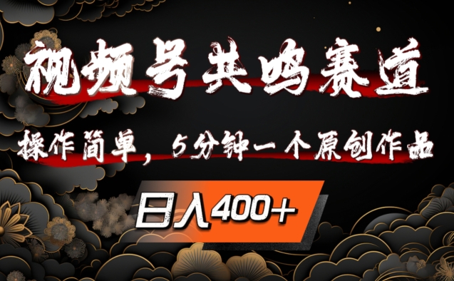 视频号共鸣赛道，操作简单，5分钟1个原创作品，日入几张【揭秘】-51资源库