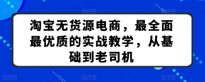 淘宝无货源电商，最全面最优质的实战教学，从基础到老司机-51资源库