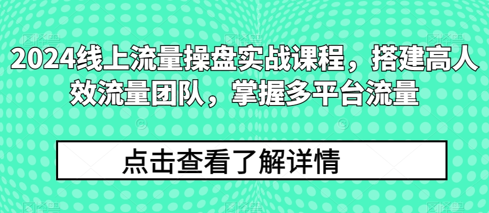 2024线上流量操盘实战课程，搭建高人效流量团队，掌握多平台流量-51资源库