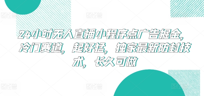 24小时无人直播小程序点广告掘金，冷门赛道，起好猛，独家最新防封技术，长久可做【揭秘】-51资源库
