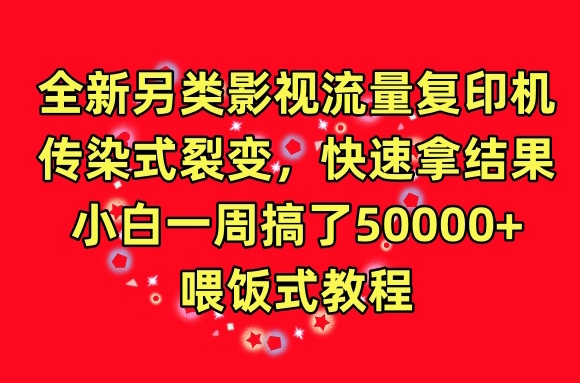 全新另类影视流量复印机，传染式裂变，快速拿结果，小白一周搞了50000+，喂饭式教程【揭秘】-51资源库