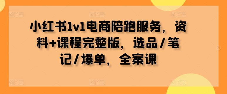 小红书1v1电商陪跑服务，资料+课程完整版，选品/笔记/爆单，全案课-51资源库