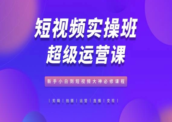 短视频实操班超级运营课，新手小白到短视频大神必修课程-51资源库