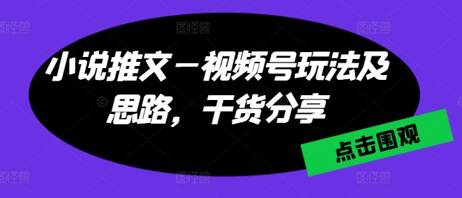 小说推文—视频号玩法及思路，干货分享-51资源库