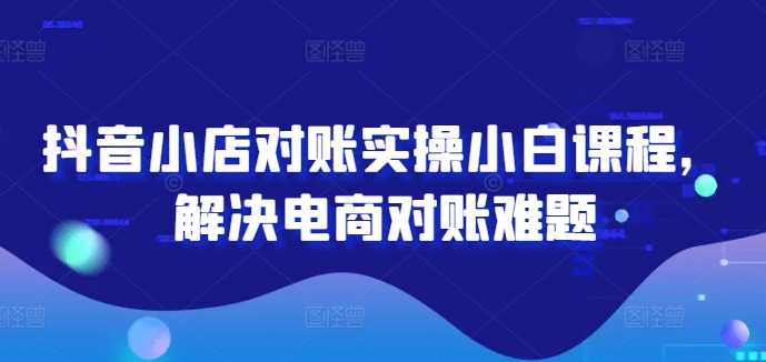 抖音小店对账实操小白课程，解决电商对账难题-51资源库