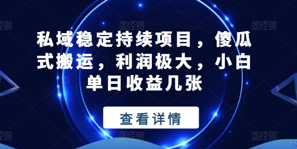 私域稳定持续项目，傻瓜式搬运，利润极大，小白单日收益几张【揭秘】-51资源库