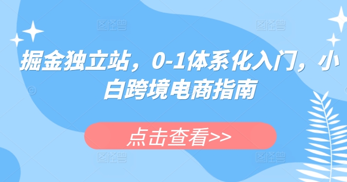 掘金独立站，0-1体系化入门，小白跨境电商指南-51资源库