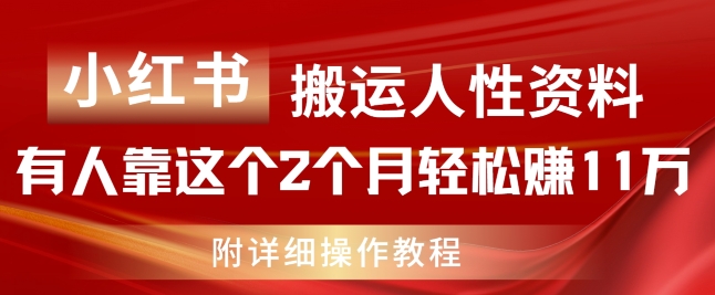 小红书搬运人性资料，有人靠这个2个月轻松赚11w，附教程【揭秘】-51资源库