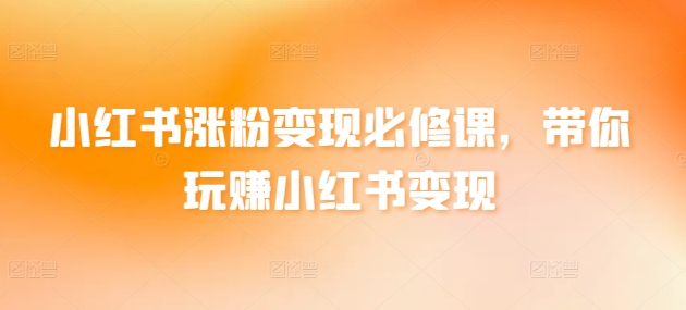 小红书涨粉变现必修课，带你玩赚小红书变现-51资源库