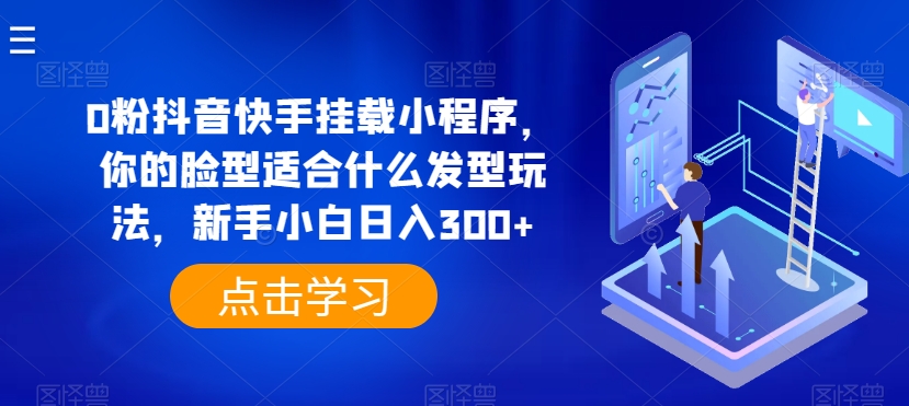 0粉抖音快手挂载小程序，你的脸型适合什么发型玩法，新手小白日入300+【揭秘】-51资源库