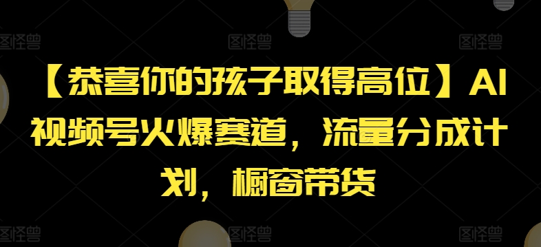 【恭喜你的孩子取得高位】AI视频号火爆赛道，流量分成计划，橱窗带货【揭秘】-51资源库