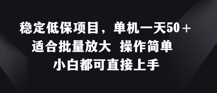 稳定低保项目，单机一天50+适合批量放大 操作简单 小白都可直接上手【揭秘】-51资源库