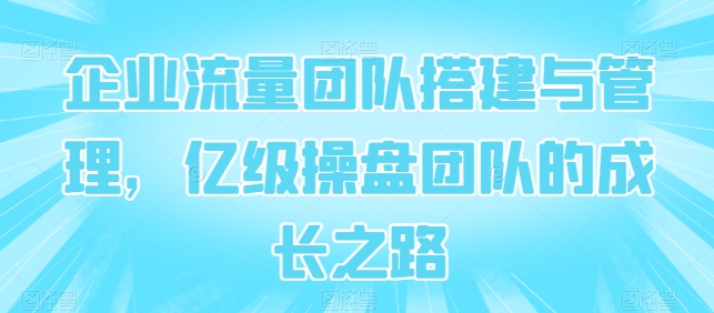 企业流量团队搭建与管理，亿级操盘团队的成长之路-51资源库
