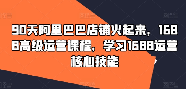 90天阿里巴巴店铺火起来，1688高级运营课程，学习1688运营核心技能-51资源库