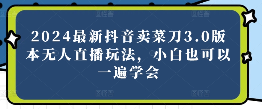 2024最新抖音卖菜刀3.0版本无人直播玩法，小白也可以一遍学会【揭秘】-51资源库