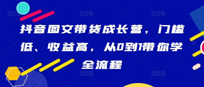 抖音图文带货成长营，门槛低、收益高，从0到1带你学全流程-51资源库