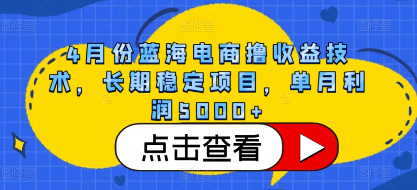 4月份蓝海电商撸收益技术，长期稳定项目，单月利润5000+【揭秘】-51资源库