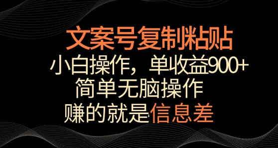 文案号掘金，简单复制粘贴，小白操作，单作品收益900+【揭秘】-51资源库