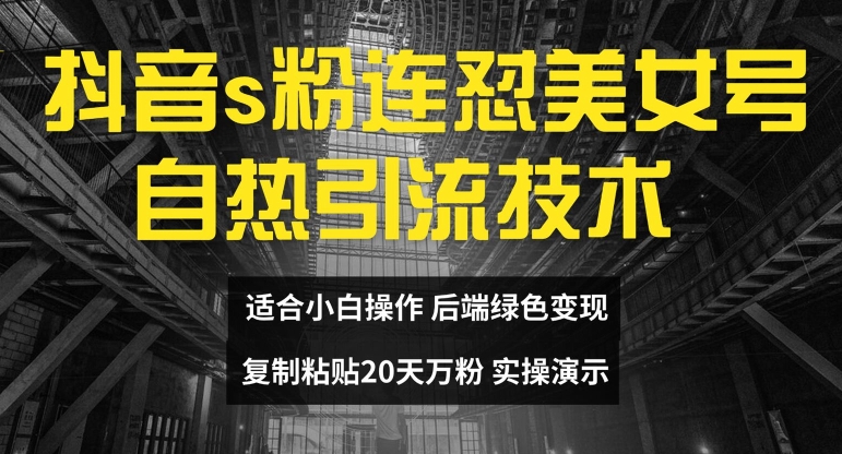 抖音s粉连怼美女号自热引流技术复制粘贴，20天万粉账号，无需实名制，矩阵操作【揭秘】-51资源库