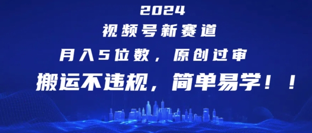 2024视频号新赛道，月入5位数+，原创过审，搬运不违规，简单易学【揭秘】-51资源库