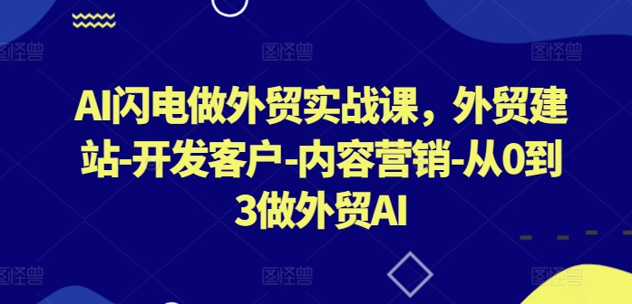 AI闪电做外贸实战课，​外贸建站-开发客户-内容营销-从0到3做外贸AI-51资源库