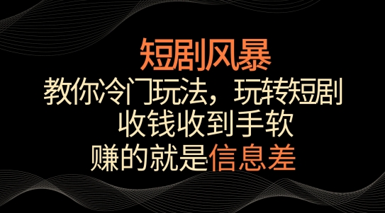短剧风暴，教你冷门玩法，玩转短剧，收钱收到手软【揭秘】-51资源库