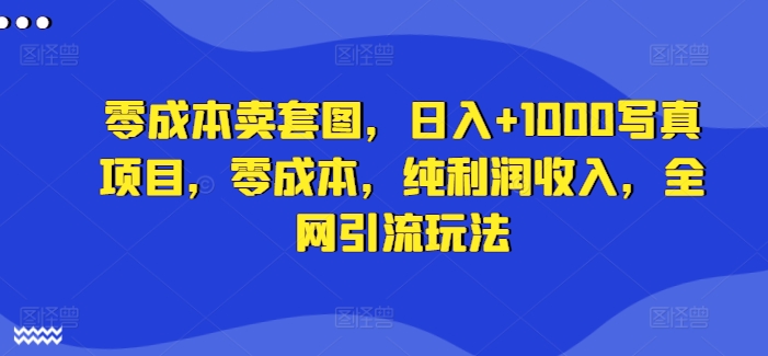 零成本卖套图，日入+1000写真项目，零成本，纯利润收入，全网引流玩法-51资源库