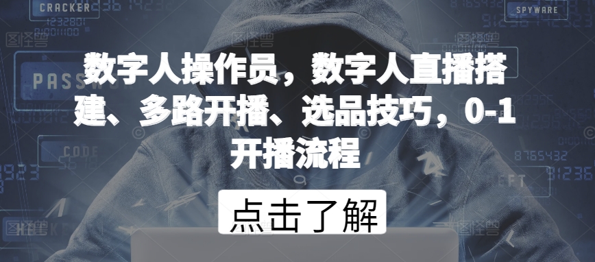 数字人操作员，数字人直播搭建、多路开播、选品技巧，0-1开播流程-51资源库