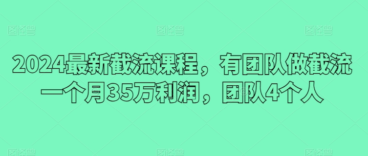2024最新截流课程，有团队做截流一个月35万利润，团队4个人-51资源库